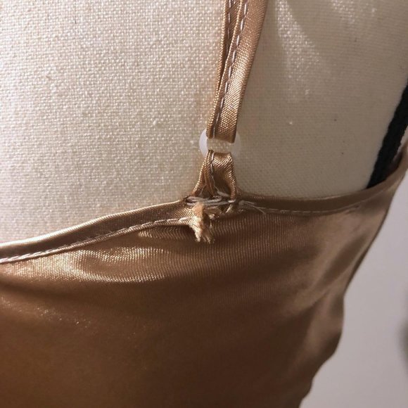 Vintage gold satin slip dress & lace robe - Picture 4 of 4